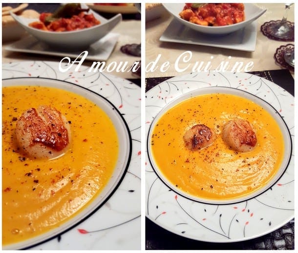 velouté de carottes aux noix de saint jacques