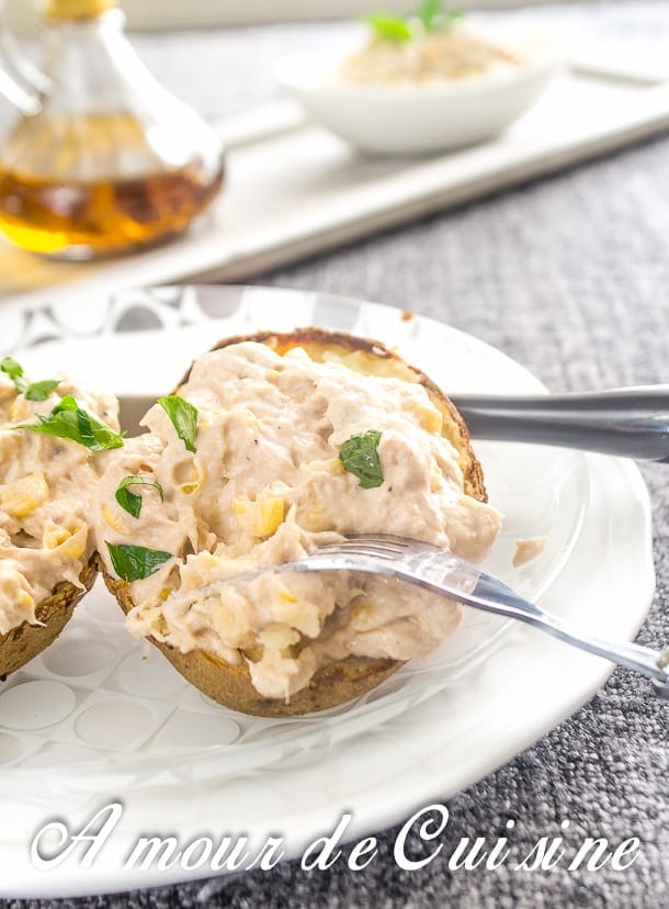 pommes de terre en robe des champs à la rillettes de thon