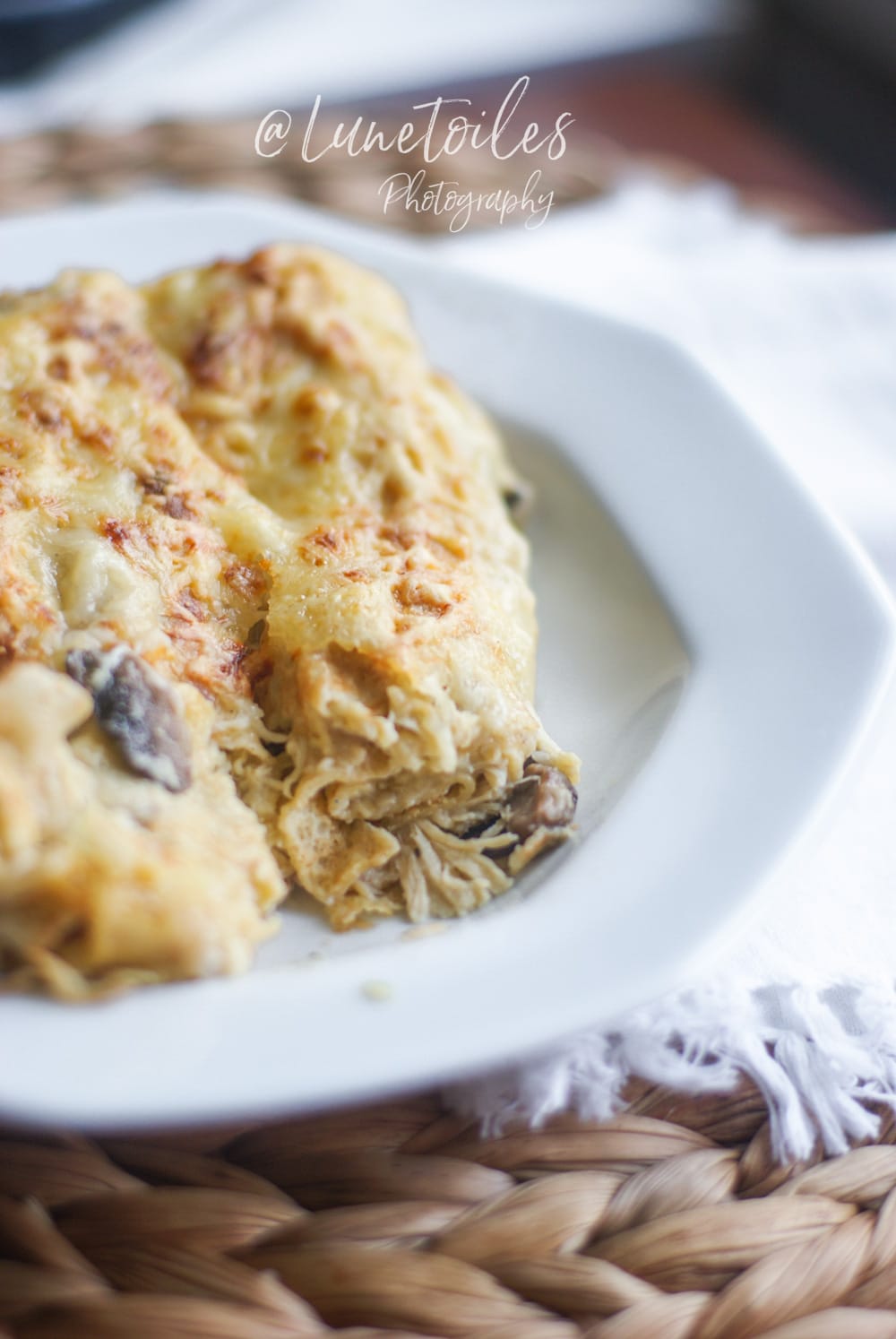 gratin de crepes au poulet et champignons