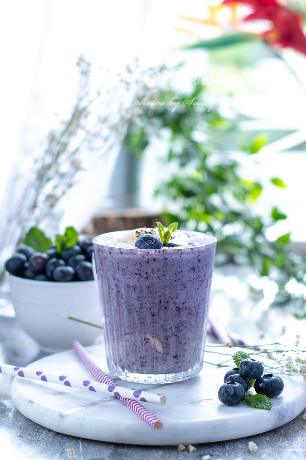 Smoothie de myrtilles et banane