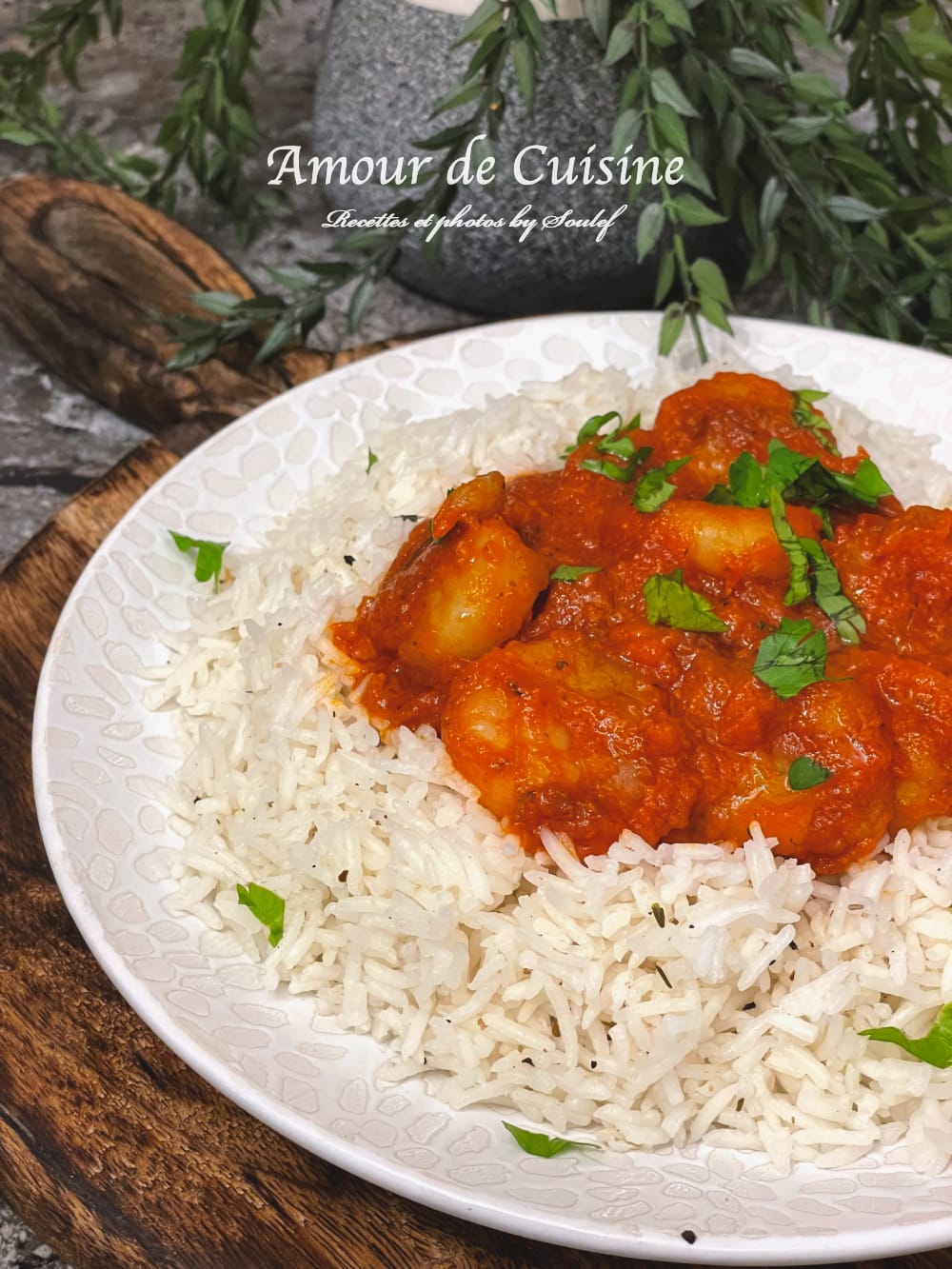 Riz réussi a la crevette en sauce tomate