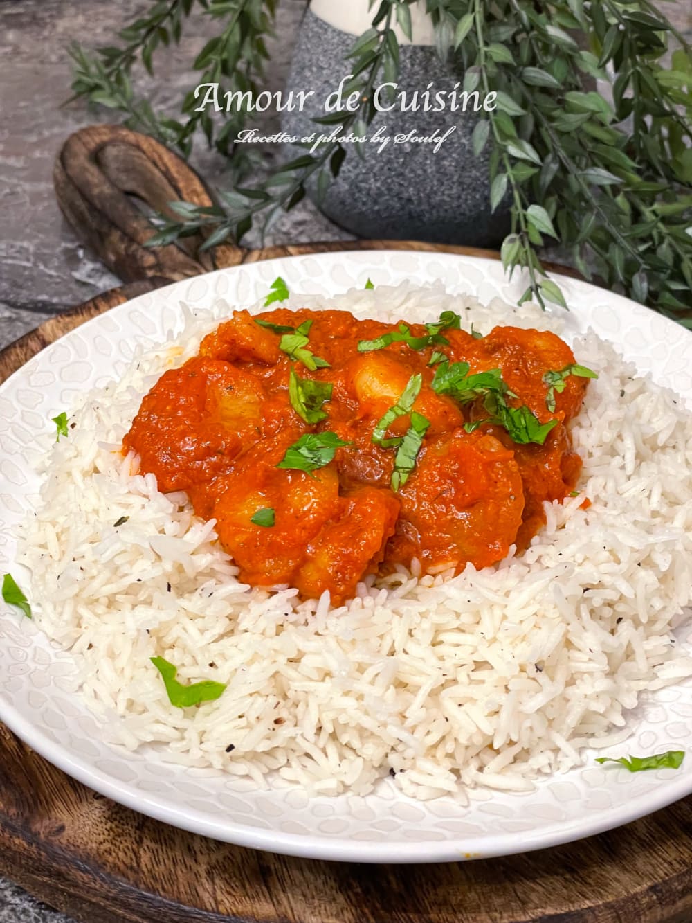 riz aux crevettes en sauce tomates