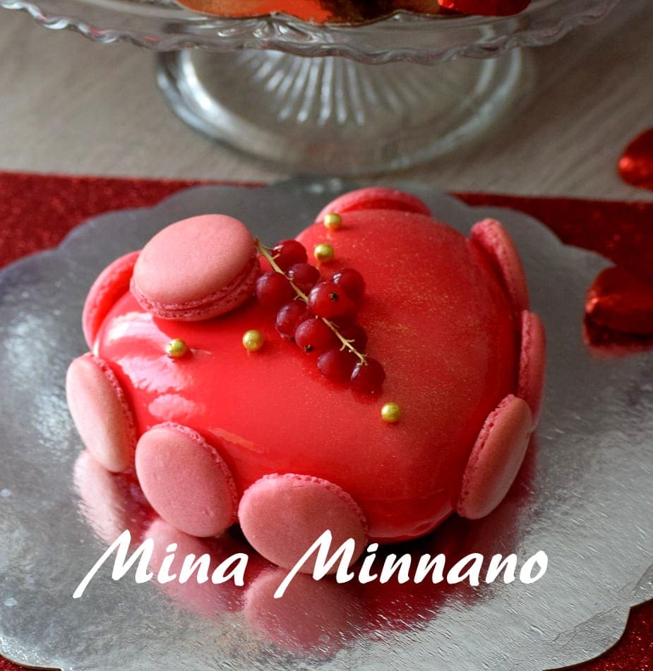 entremet coeur d'amour glaçage miroir rouge 3