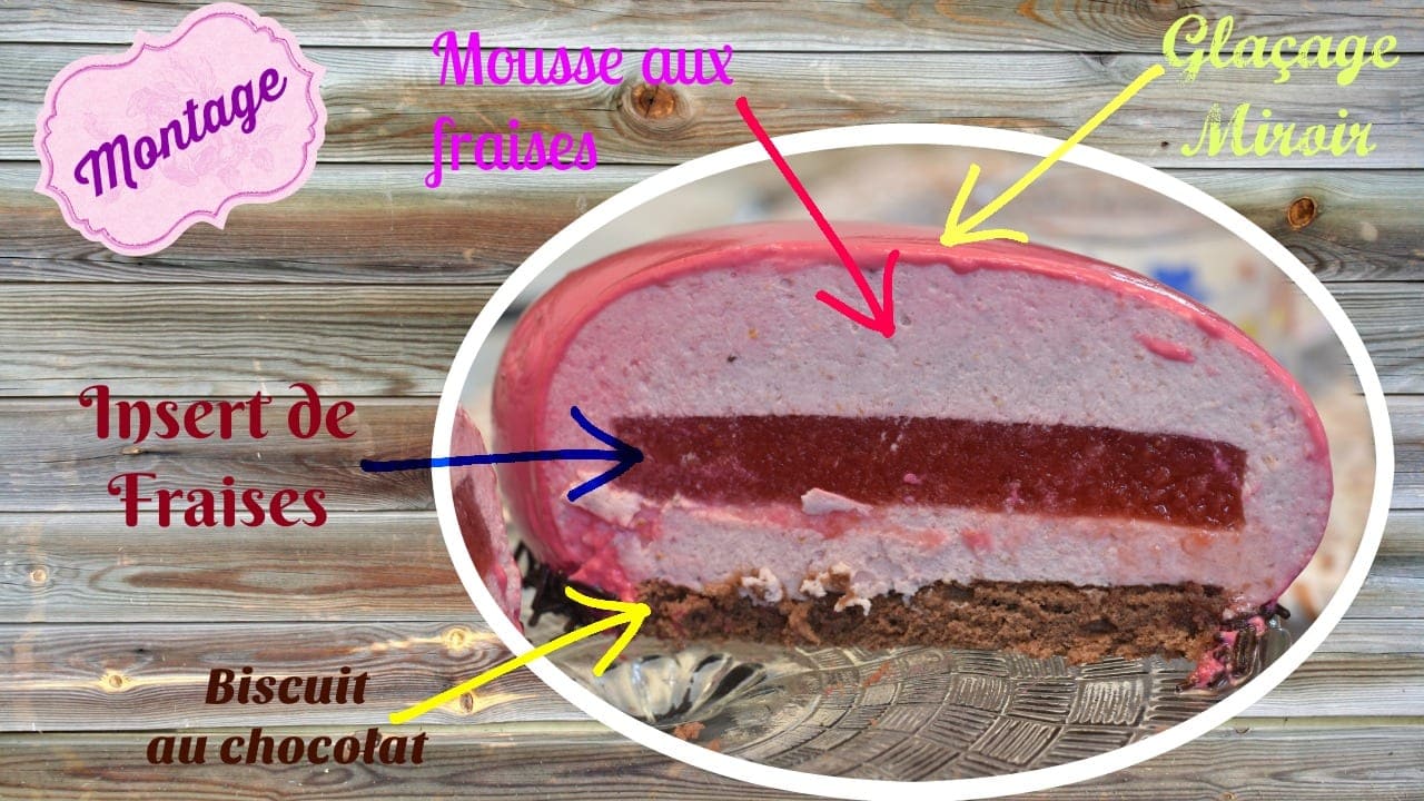 Entremets de fraises et son glaçage miroir