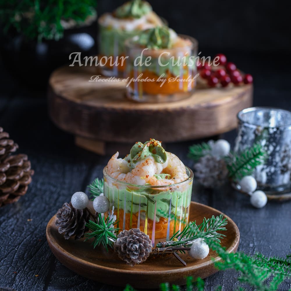 Verrine avocat crevette carotte