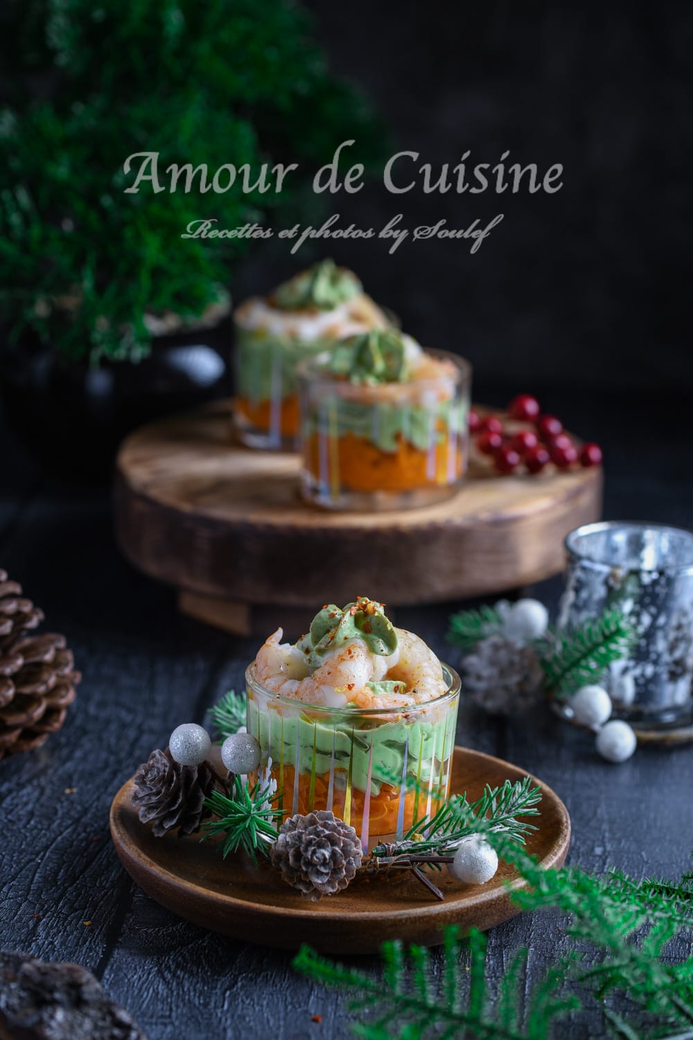 Verrine avocat crevette carotte