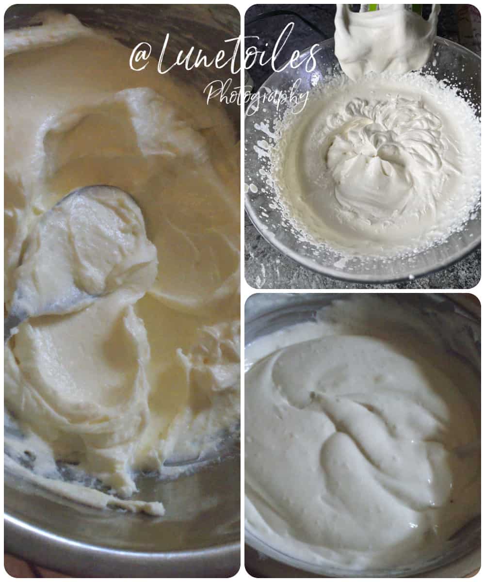 preparation de la creme au fromage