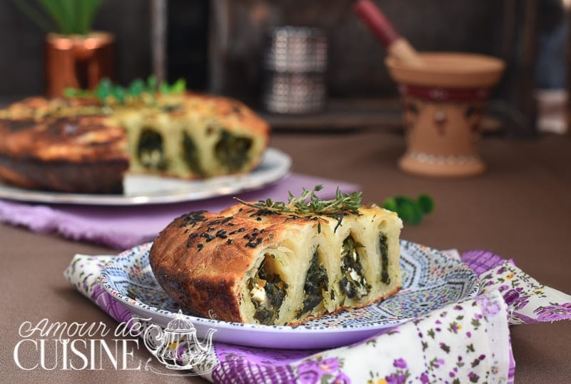 borek turque aux épinards et fromage féta en spirale