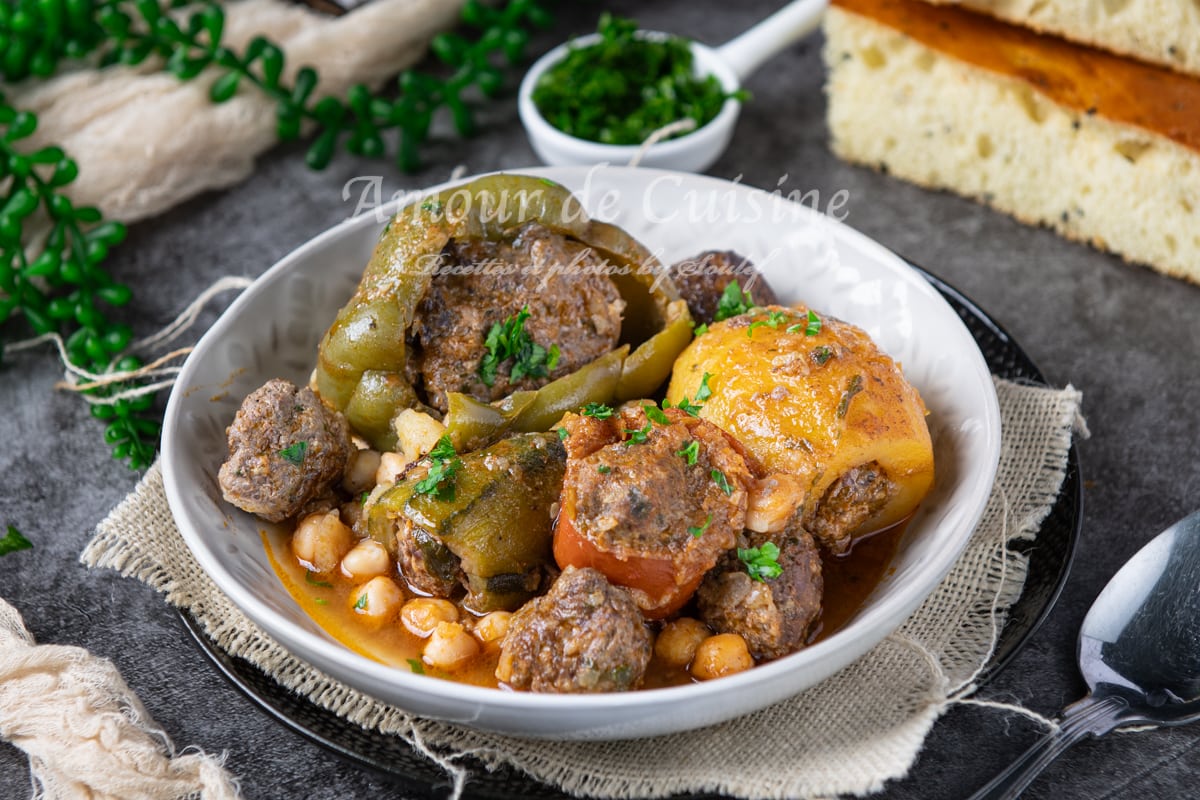 Dolma algerienne, legumes farcis à la viande hachée au four