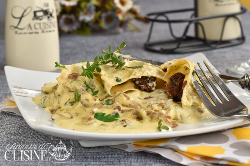 raviolis aux cèpes à la crème aux champignons