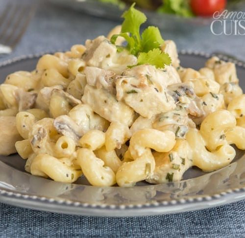 Pâtes à la crème poulet et champignons - Amour de cuisine