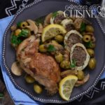 tajine de champignon et roulé de poulet à la viande hachée