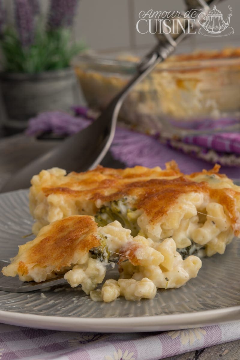gratin de pâtes et brocolis à la sauce béchamel