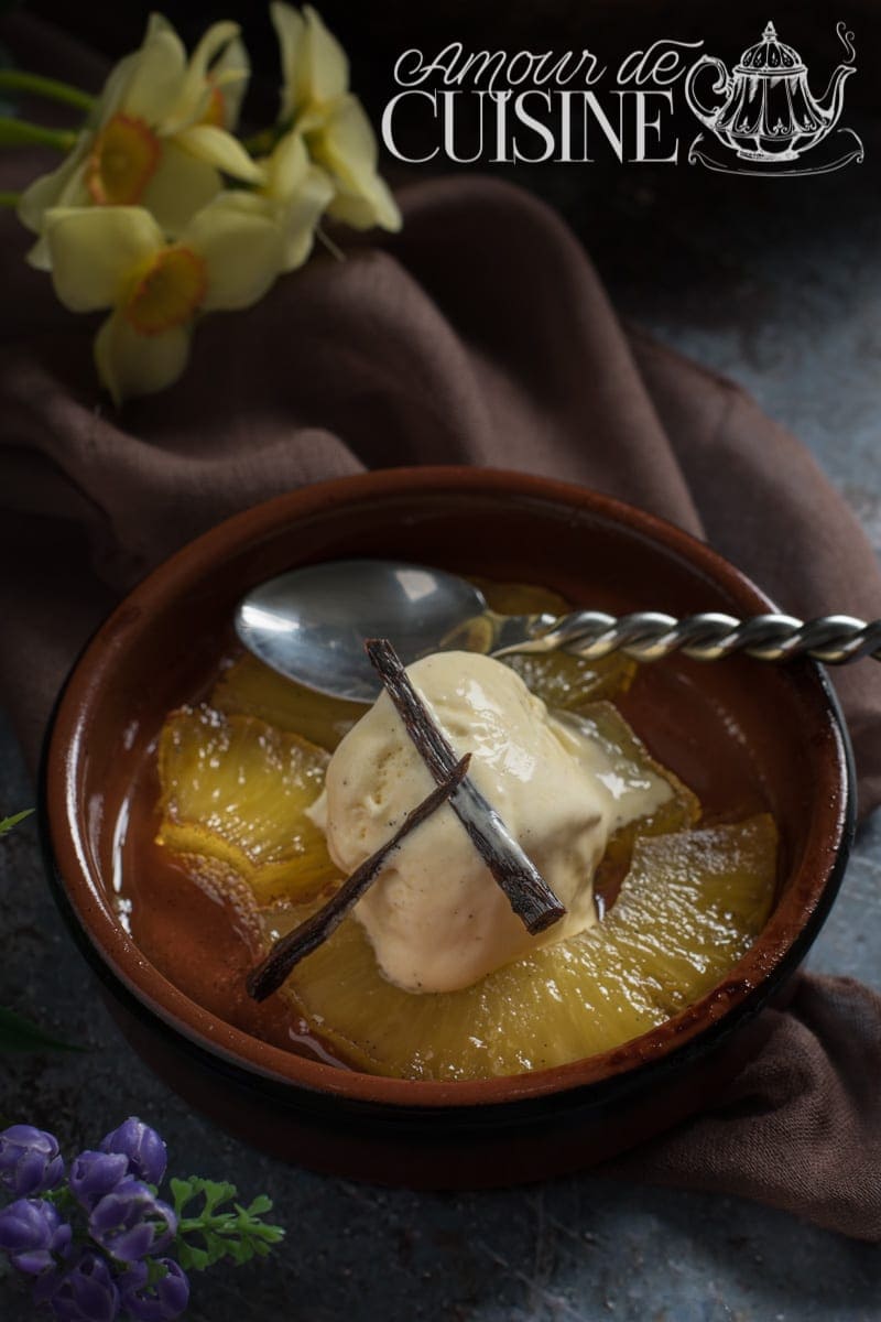 Ananas rotis au caramel a la vanille