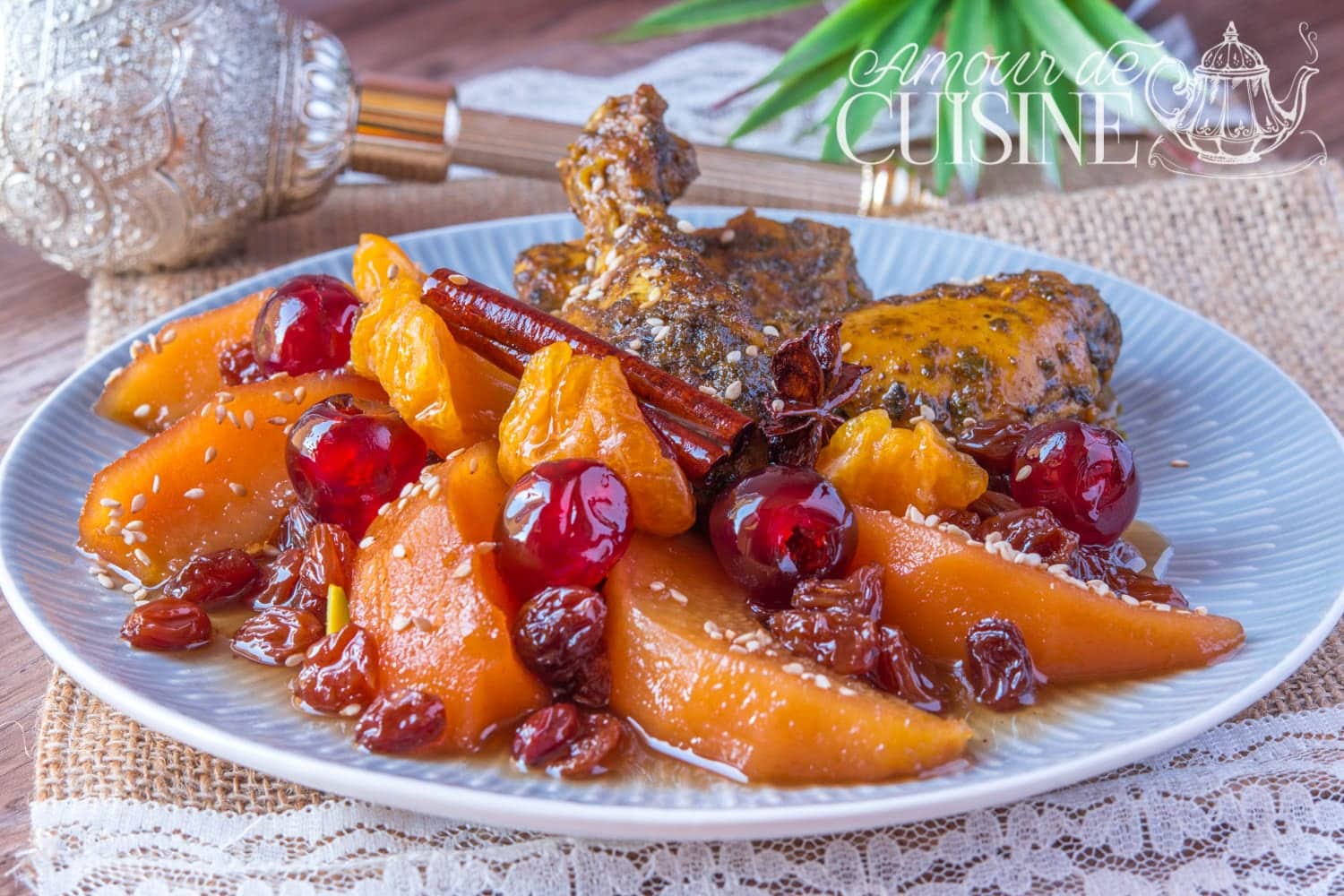 tajine de coings au poulet mariné ou sans-chermoula sucré salé