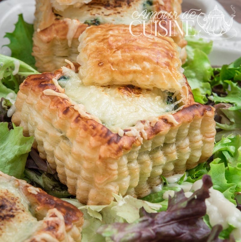 Vol-au-vent au saumon fumé et épinards