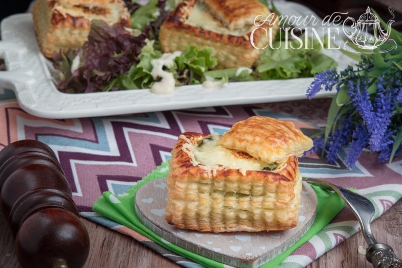 Vol-au-vent au saumon fumé et épinards