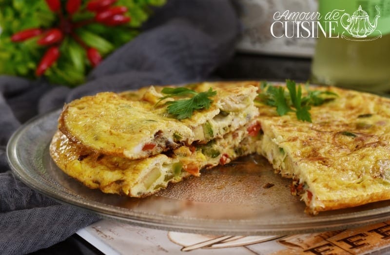 omelette aux poivrons et courgettes