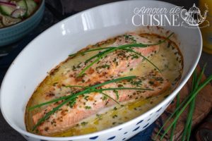 saumon au four à la creme ciboulette