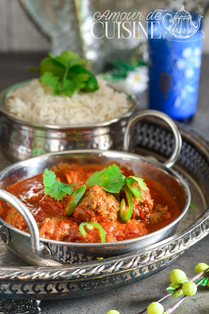 curry de kofta, ou curry aux boulettes de viande hachée