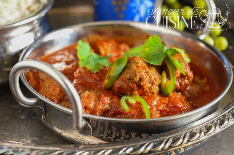 curry de kofta, ou curry aux boulettes de viande hachée