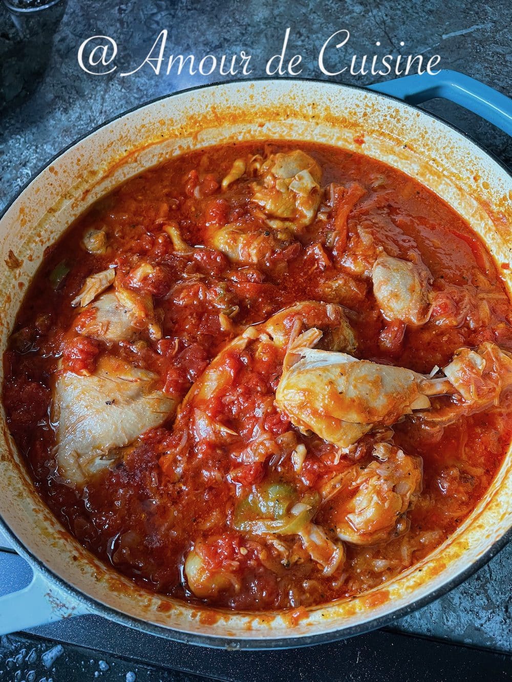 poulet basquaise à la fin de la cuisson