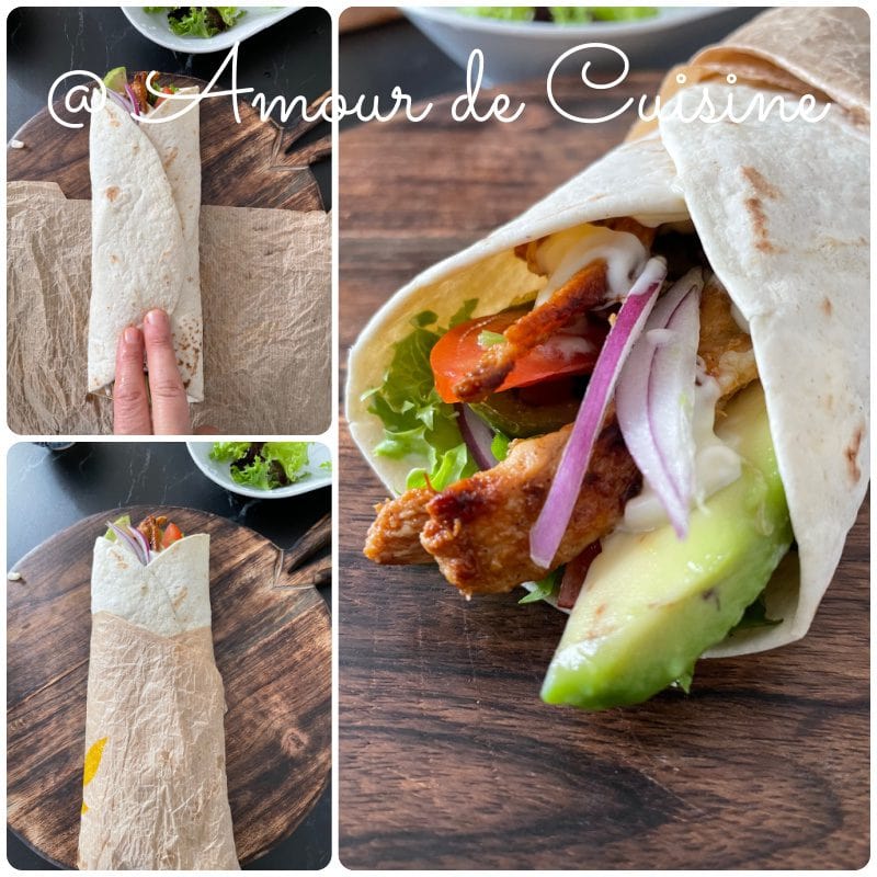 comment rouler un wrap au poulet ou les fajitas au poulet