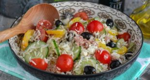 salade composée de riz au féta et thon