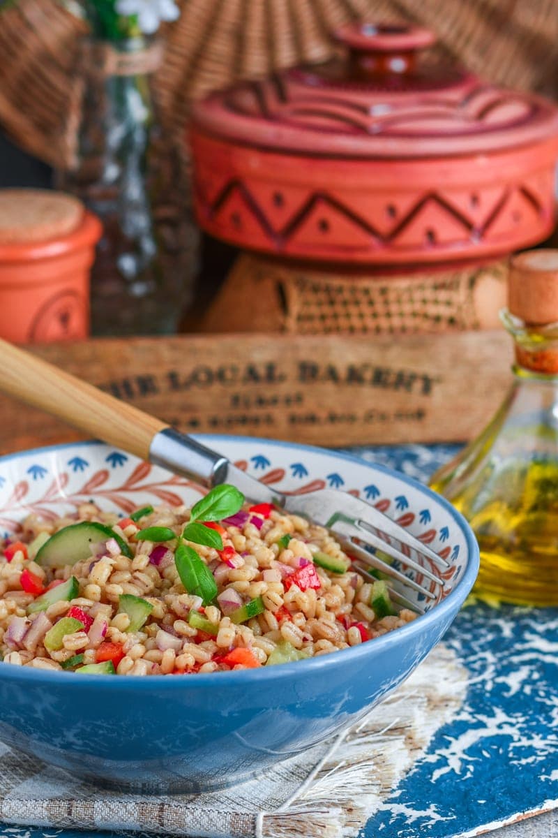 salade composée d'orge au vinaigre balsamique