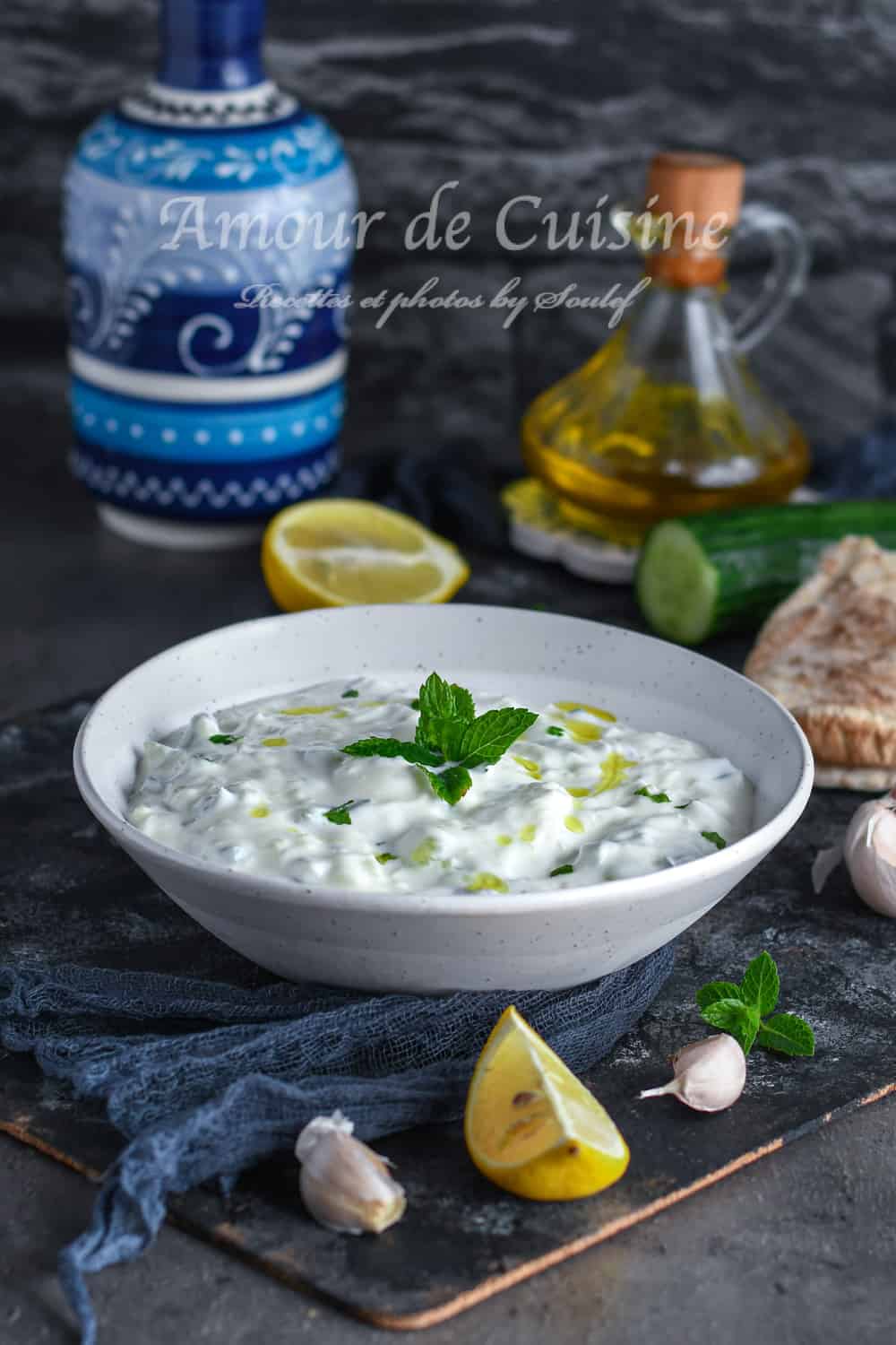 Tzatziki sauce mezzé au concombre et yaourt