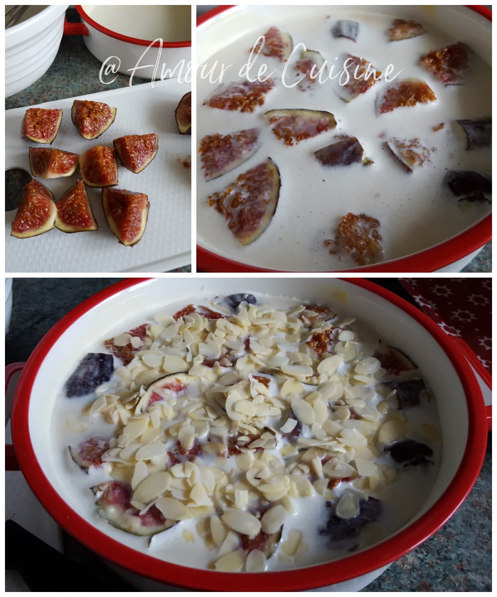 preparation du clafoutis de figues et amandes