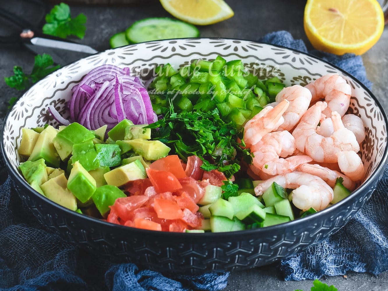 ingredients du ceviche à la crevette