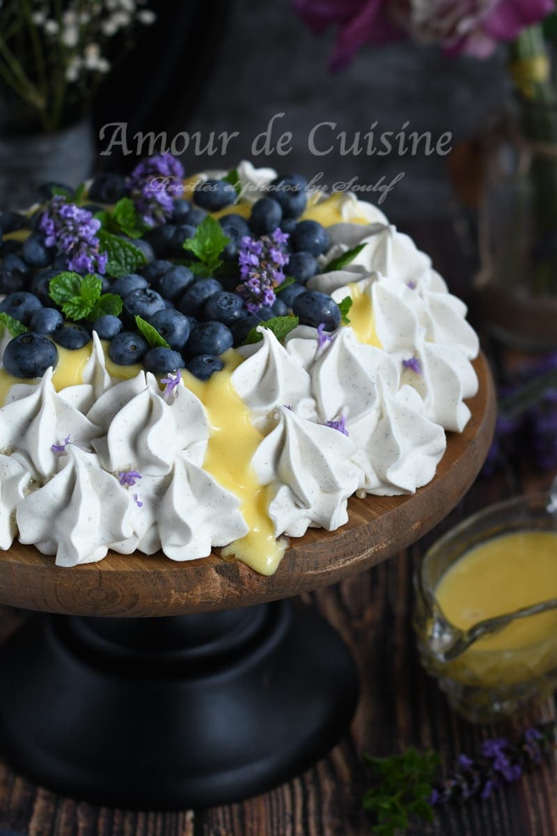 pavlova à la lavande et crème au citron