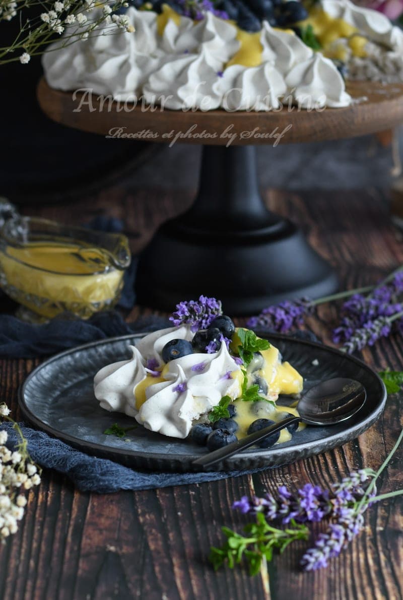 pavlova à la lavande et crème au citron