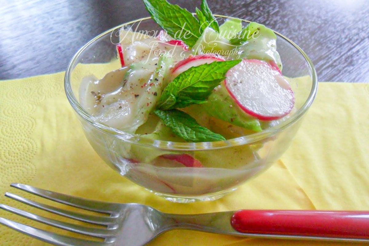 salade de pomme de terre au radis avec coulis léger citronné