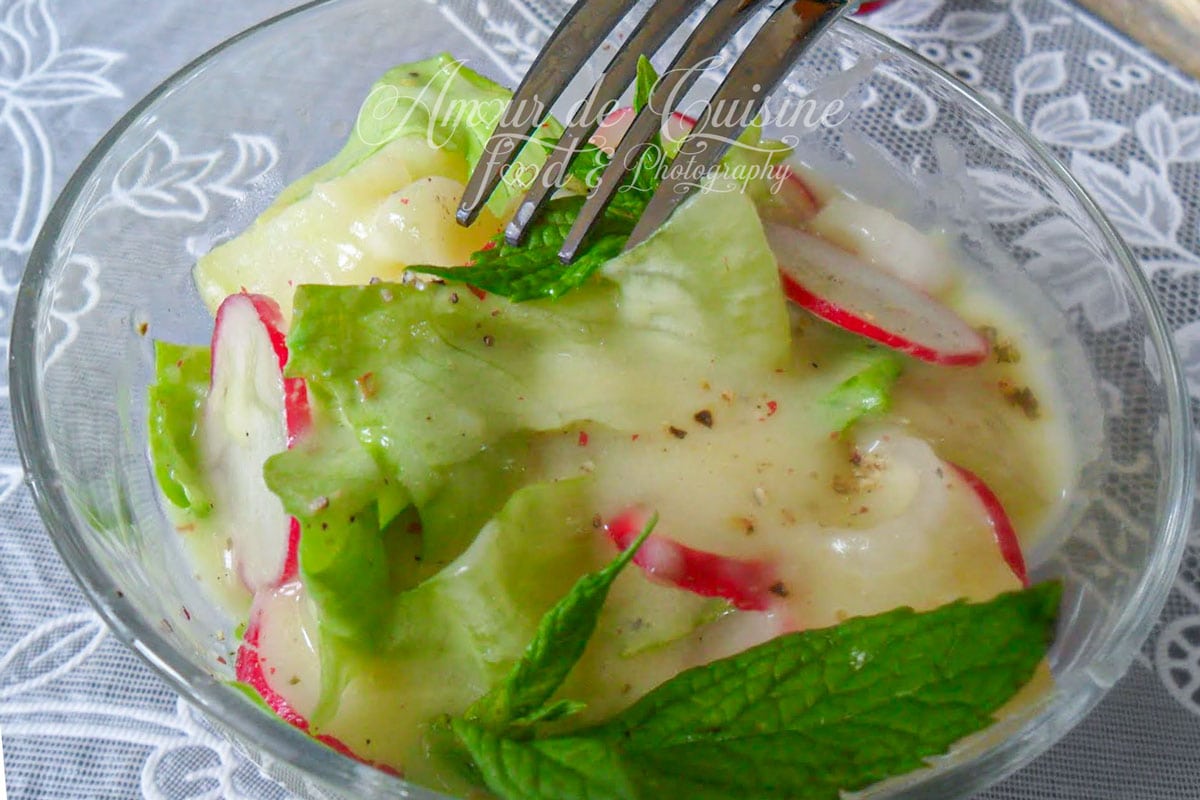 salade de pommes de terre légère aux radis et échalotes