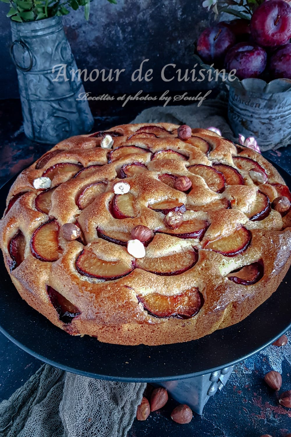 gateau aux prunes quetsches aux noisettes et au beurre