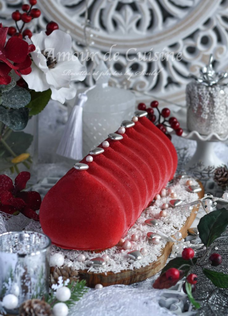 Bûche aux framboises et chocolat blanc