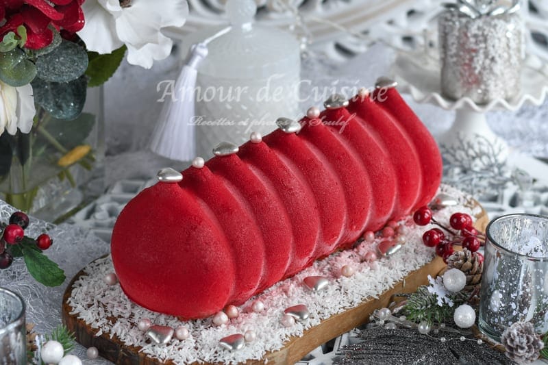 Bûche aux framboises et chocolat blanc