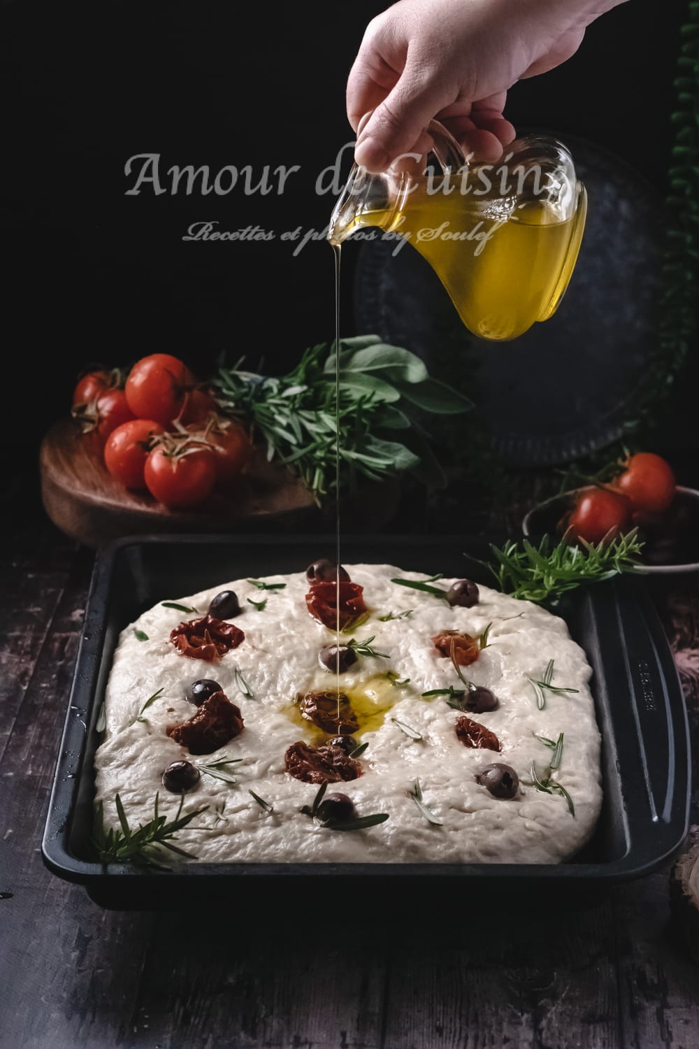 focaccia aux olives et tomates confites