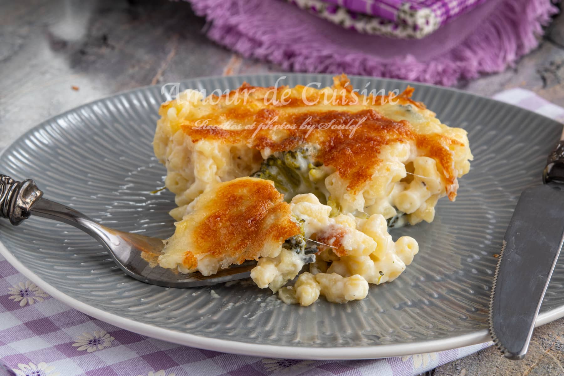 gratin de pâtes au brocoli et sauce béchamel