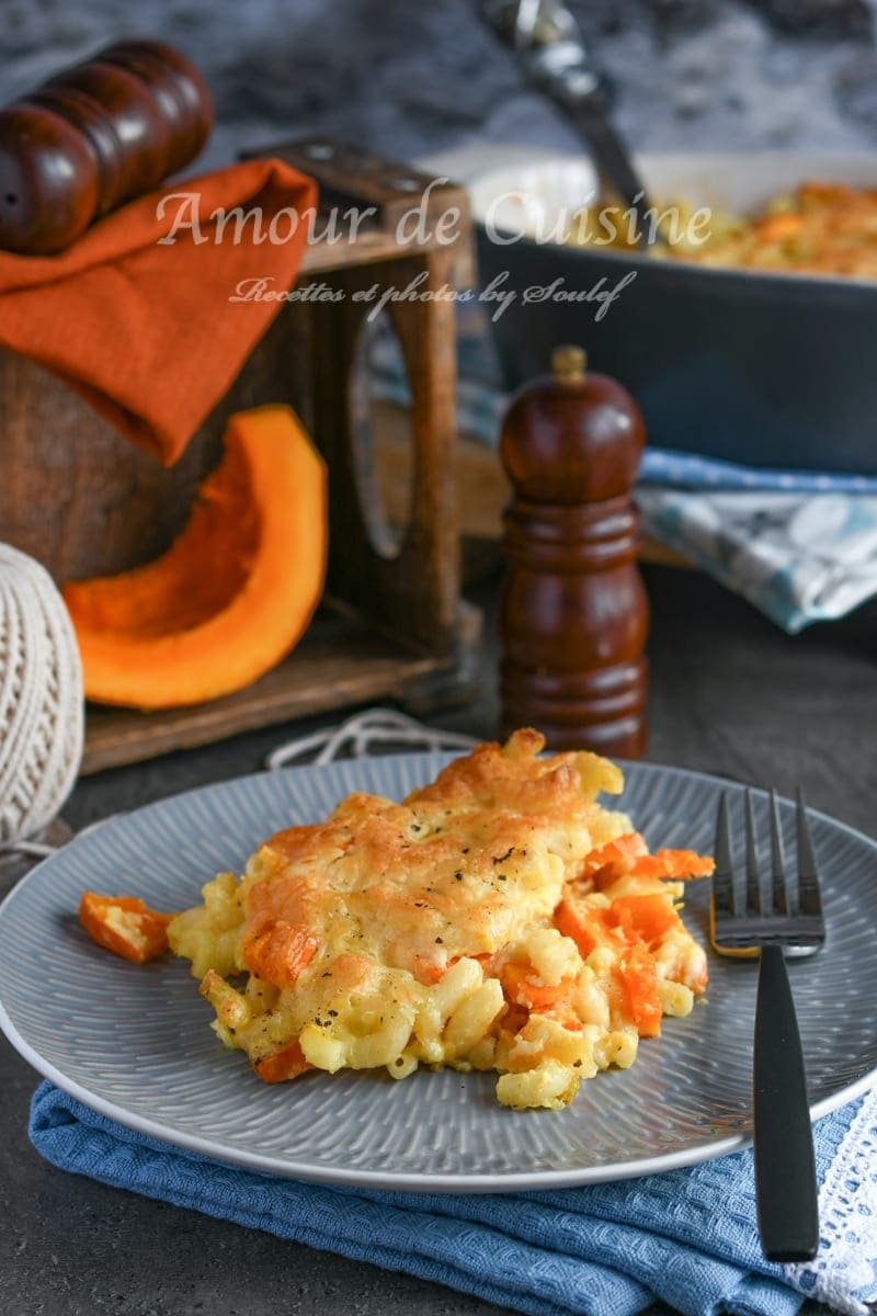 gratin de pates au potimarron et cheddar