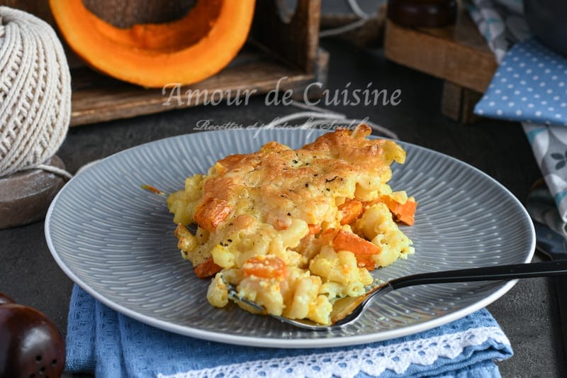 gratin de pates au potimarron et cheddar