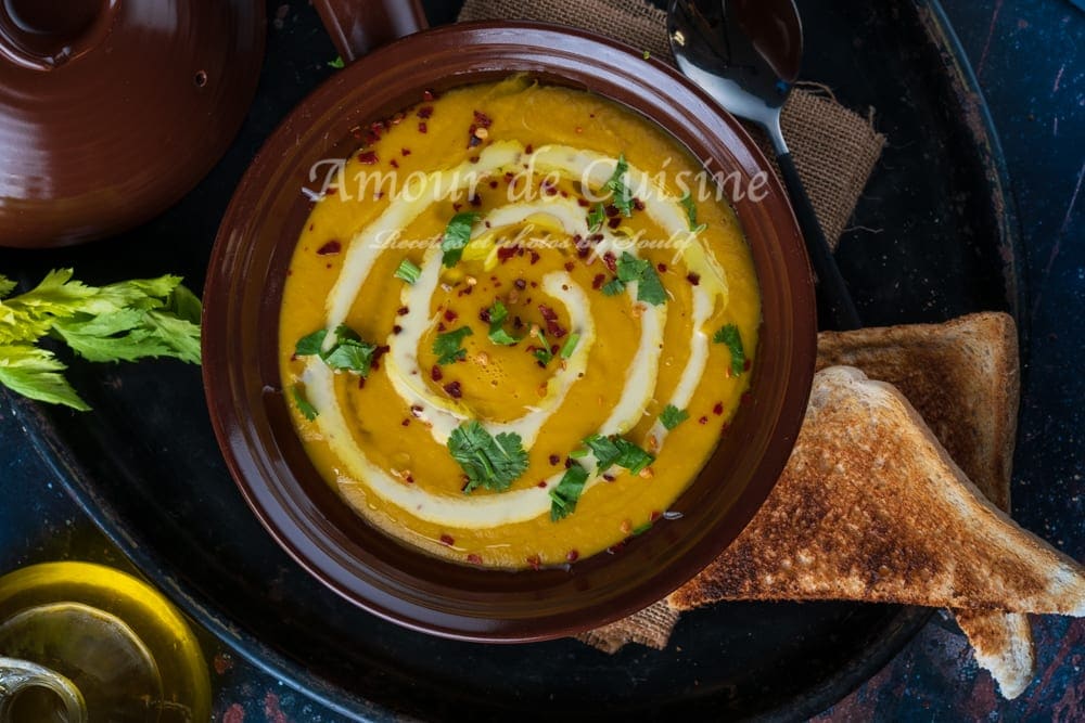 velouté butternut et lentilles corail