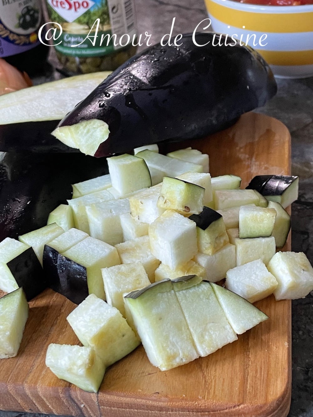 aubergines en cubes