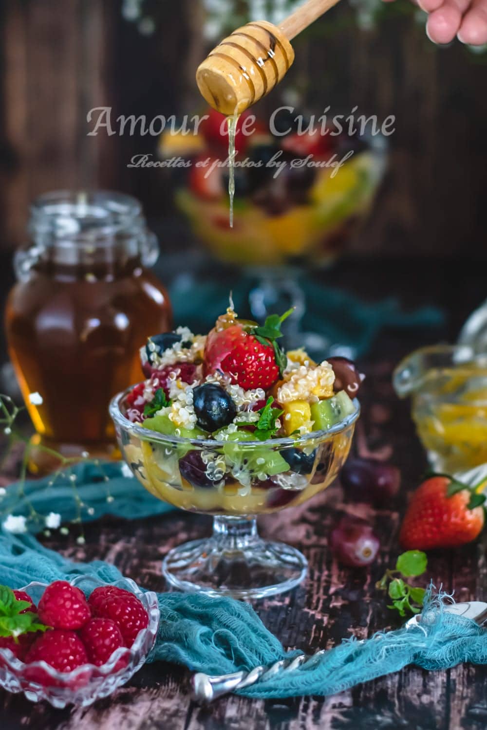 Salade de fruits au quinoa et miel