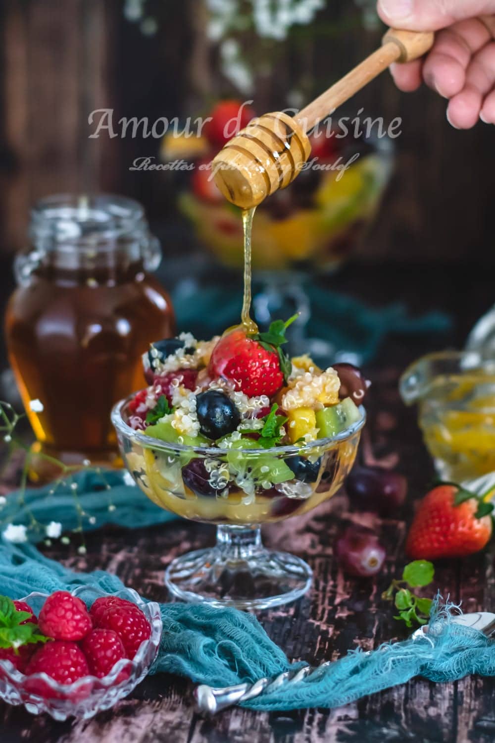 Salade de fruits au quinoa et miel