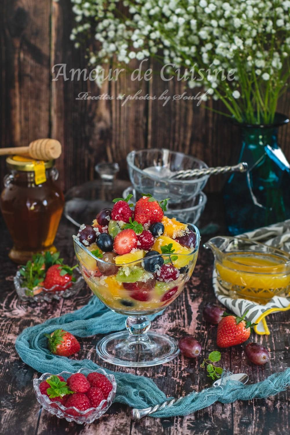 Salade de fruits au quinoa et miel