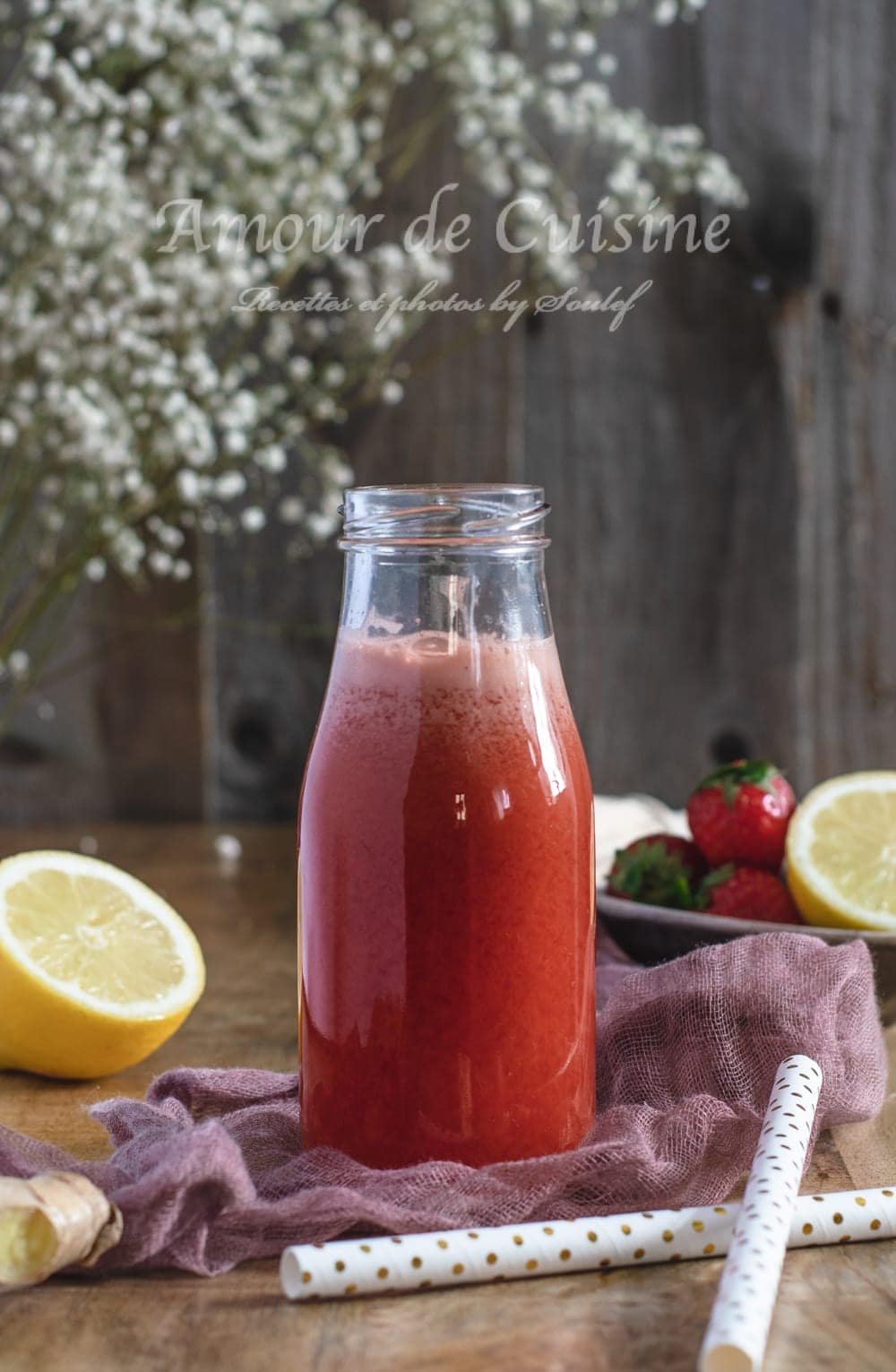 Jus de fraises carottes et gingembre