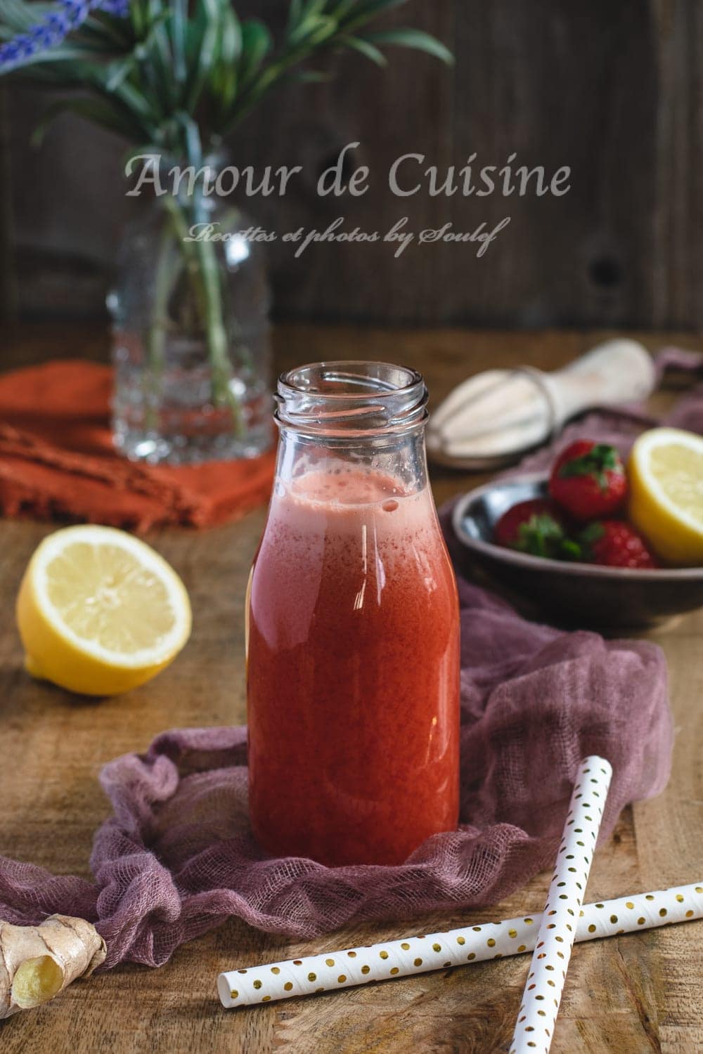 Jus de fraises carottes et gingembre